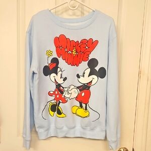 Disney Mickey & Minnie Light Blue Sweatshirt. Med. NWOT